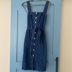 Ladies denim button down knee length dress